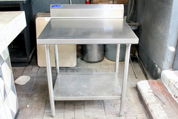 SWEET! Universal Stainless Steel Prep Table With Backsplash and Under-Shelf On Adjustable Bullet Feet. 
32x30x40-1/2