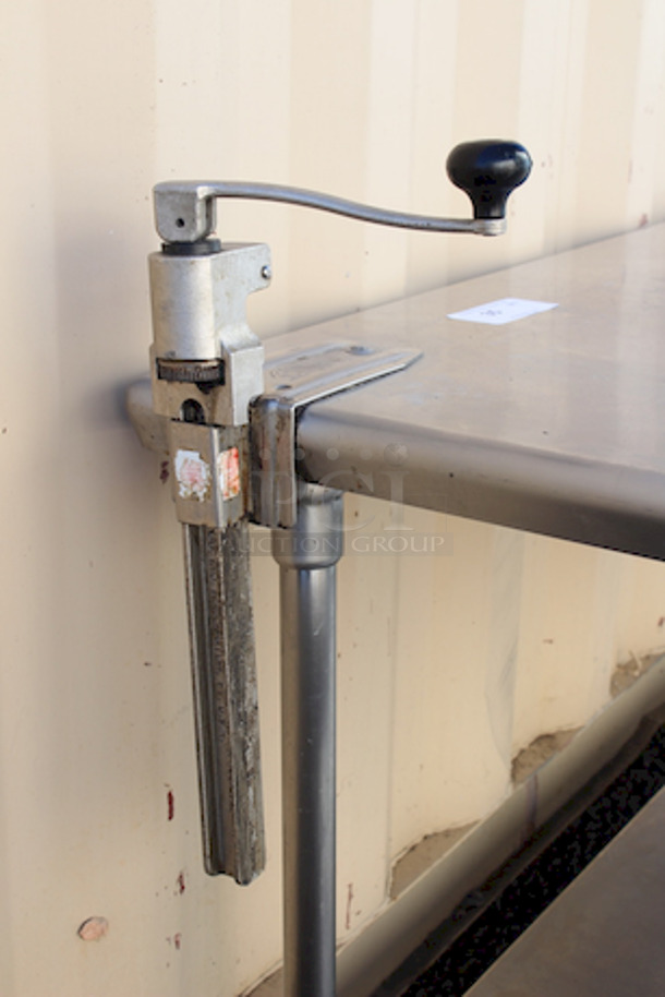 Stainless Steel Table With Undershelf and Can Opener (Welds On Undershelf Are Damaged) 72x39x39 - Image 3 of 10