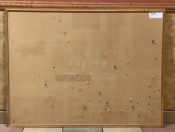NICE! Hanging Wood Framed Corkboard Perfect for Business Cards. 

48x1x36