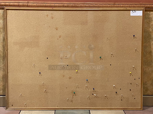 NICE! Hanging Wood Framed Corkboard Perfect for Business Cards. 

48x1x36 - Image 1 of 2