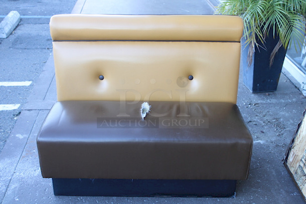 NICE! Wood Framed Brown & Tan Padded Booth Seat. 45x26x36-1/2 - Image 1 of 5