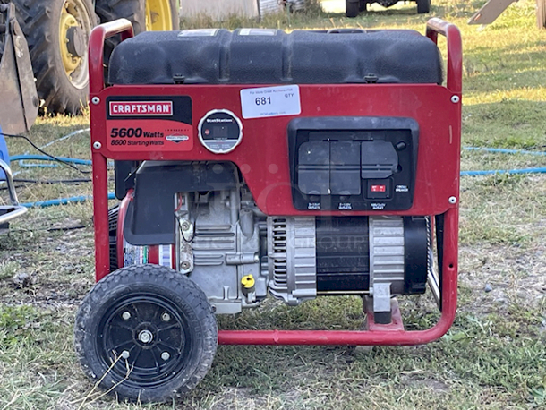 Craftsman 5600 Watt (8600 Watt Starting) A/C Generator. 120 Volt AC, 20 Amp, Single Phase, 60 Hz Electrical Power, suitable for lighting, appliances, tools, and motor loads. It also has a 120/240 Volt AC, 30 Amp locking receptacle for operation of 120 and/or 240 Volt AC, 30 Amp, Single Phase, 60 Hz Electrical loads. - Image 3 of 7
