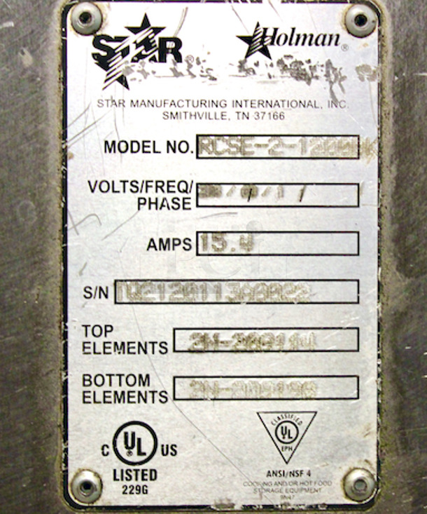 AWESOME! Star Manufacturing RCS-2-1200B BAGEL FAST CONVEYOR TOASTER. 208v, 60hz, 15.4a Tested, In Working Order. 14-1/2x22-3/8x15-5/8 Button on Bottom is Worn Out.  - Image 3 of 6