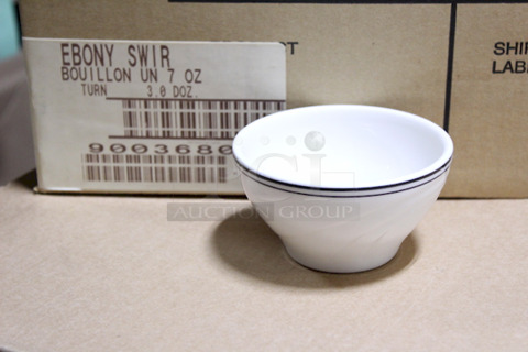 NEW! Syracuse China 9003680 Cascade 7 oz. Bouillon, Ebony Swirl, 3-1/4" 114x Your Bid.