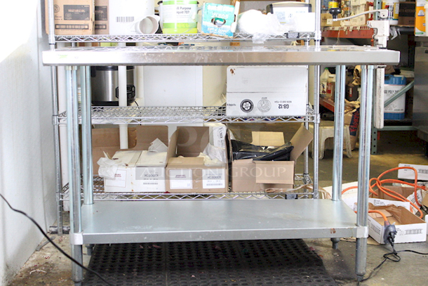 Regency 600T2448G 24" x 48" 18-Gauge 304 Stainless Steel Commercial Work Table with Galvanized Legs and Undershelf + Add-On Can Opener.  - Image 2 of 11