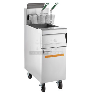 BRAND NEW SCRATCH & DENT! Frymaster MJ150 Liquid Propane Floor Fryer 40-50 lb. - 122,000 BTU. Dented On The Right Side OF The Unit. 
