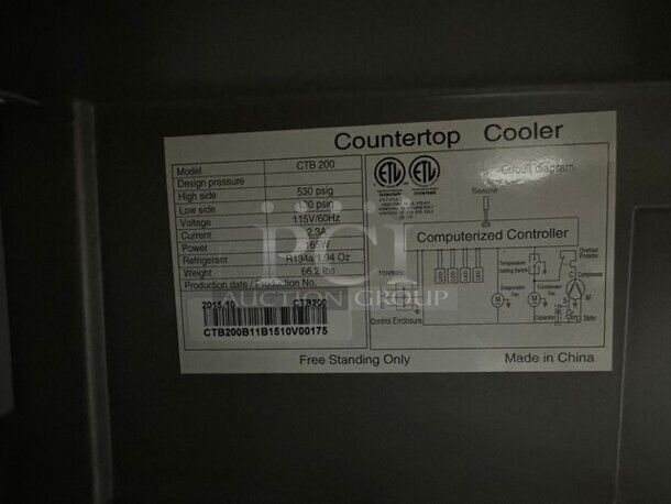 WOW! BRAND NEW! IN THE BOX! AHT Commercial Countertop Mini Reach In Cooler Merchandiser! Eletric Powered! With Poly Coated Racks! Model: CTB200 SN: CTB200B11B1510V00178 115V - Image 3 of 4
