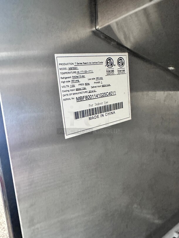 Late Model! Atosa MBF8001 28.7 inch W 1-Section Solid Door Reach-In Freezer - 115 Volts Tested and Working! - Image 6 of 8