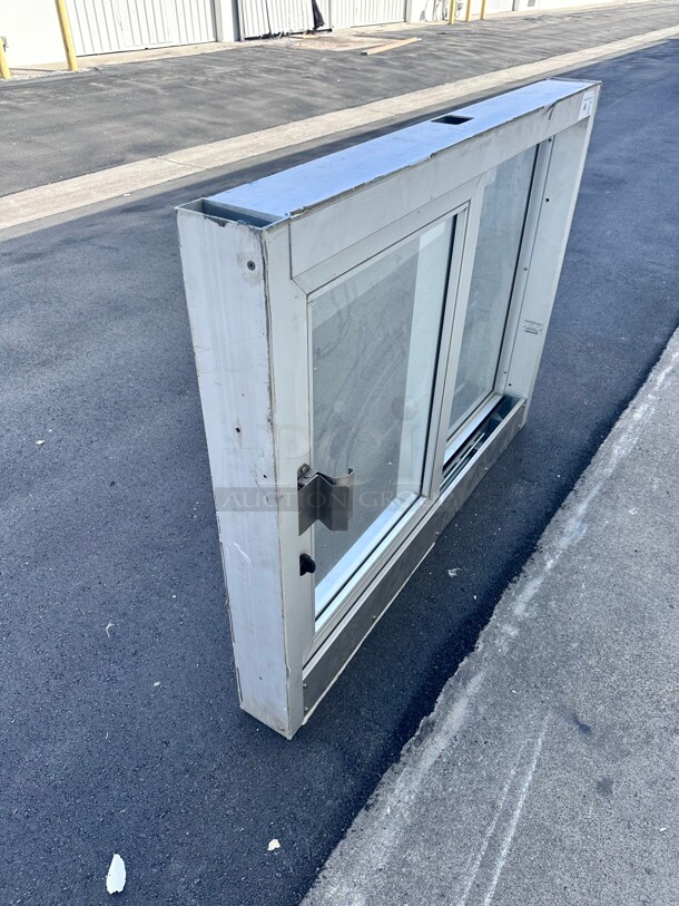 New Quikserv  Self-Closing Side Sliding Transaction Window With Standard Frame 36 W x 36 H Right Hand Slide Clear Anodized NSF - Image 7 of 8