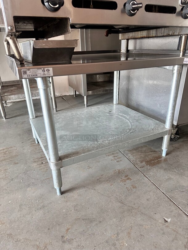 Clean Universal ES-S3036 30 x 36 inch Stainless Steel Equipment Stand 16-Gauge with Galvanized Undershelf - Image 4 of 6