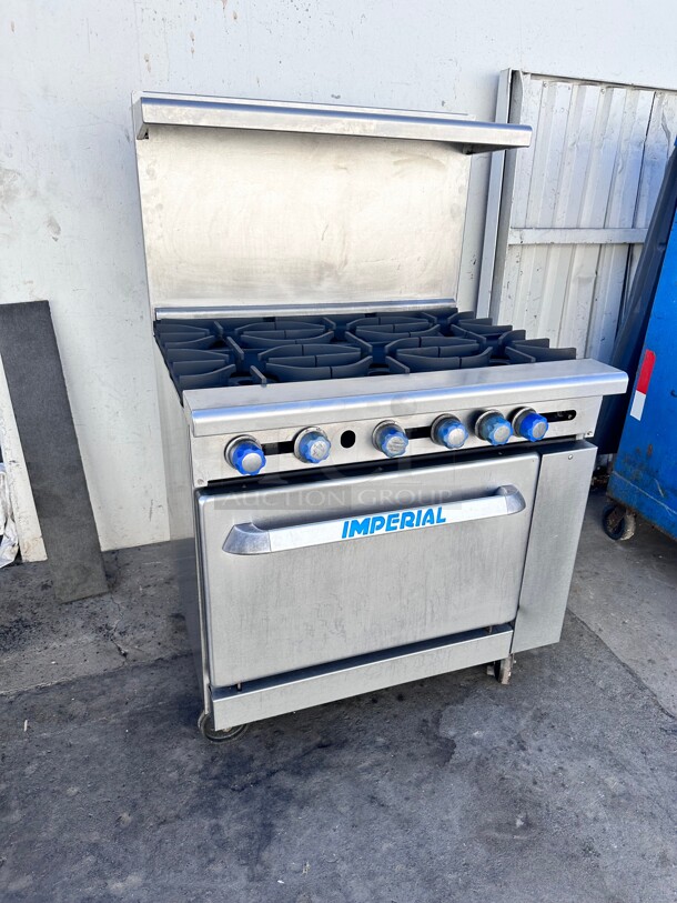 Fully Refurbished Imperial IR-6 36" 6 Burner Gas Range w/ Standard Oven, Natural Gas Tested and Working - Image 2 of 10