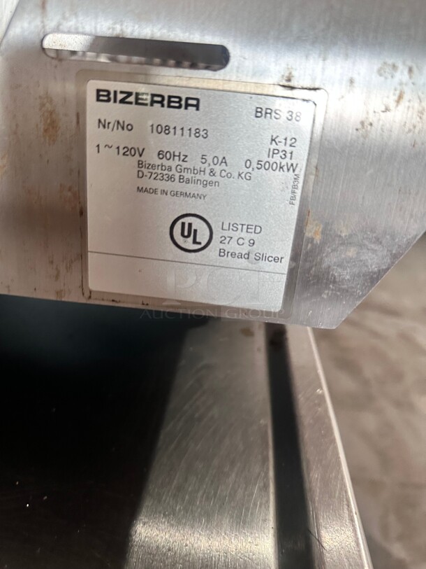 BIZERBA BRS 38 VARIABLE COMMERCIAL THICKNESS BREAD SLICER 120 Volt Working - Image 7 of 10