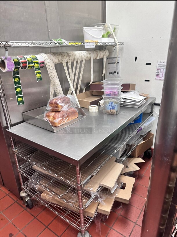 Commercial Stainless Steel Work Table With One Over Shelf and 3 Under Shelves NSF On Casters - Image 2 of 6