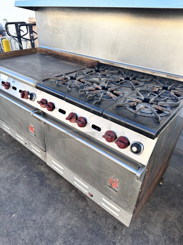 Wolf 72" Gas Stove With 36" Griddle and 6 Burner Stove With Two Ovens Tested and Working! - Image 7 of 8