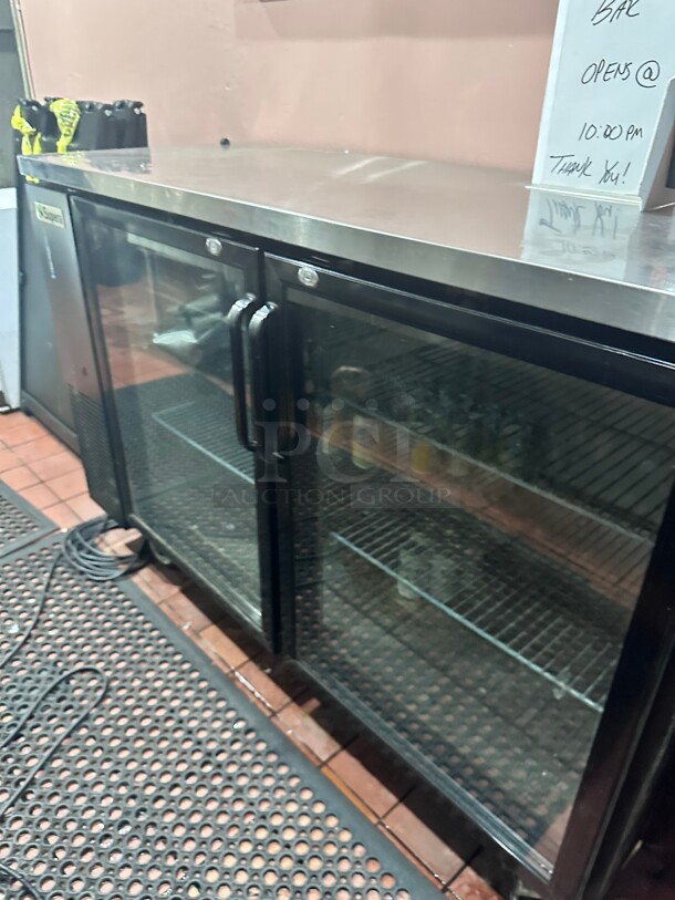 Supera BBC-24-60G 61 inch Bar Refrigerator - 2 Swinging Glass Doors, Black, 115v Working - Image 1 of 7