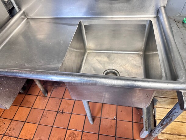 Elkay Food Service Single Floor Mounted Stainless Steel Kitchen Sink with Left Side Drain Board Buyer Must Remove - Image 2 of 5