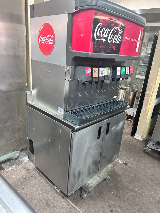 Certified Working Cornelius DF200 Ice and Beverage Dispenser Soda Machine with 8 Valves w/ Pump Includes Stainless Steel Cabinet  - Image 6 of 7