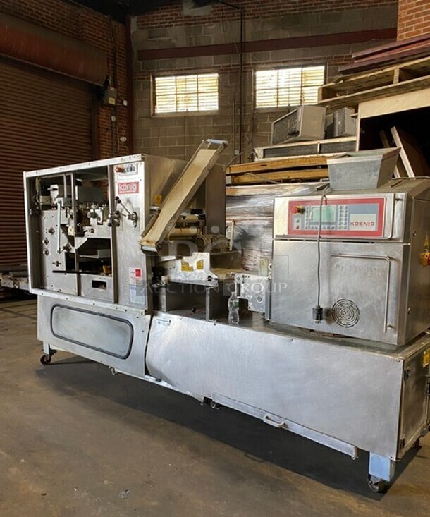 SWEET! KONIG Maschinen/RHEON Commercial Floor Style Stress Free Mass Production BUN ROLL LINE! Up To 4000 PCS Per Hour/Rounded, Stamped, Oval or Folded and Long-Rolled! Model Brotchenanlage/Roll Plant GS USA K2 Serial 3160052! With Rheon Full Line Dough Sheeter WIth Hopper! On Commercial Casters! - Image 4 of 12