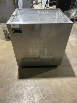 Power Commercial 2 Sliding Door Reach Down Cooler! All Stainless Steel! Model: 1711 SN: 740321 115V 60HZ 1 Phase