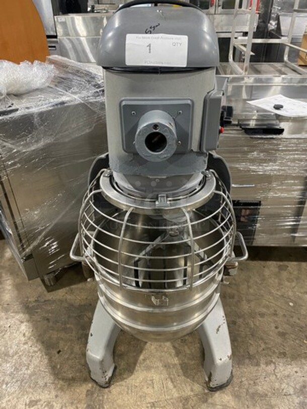 Hobart Legacy Metal Commercial Floor Style 30 Quart Planetary Dough Mixer w/ Stainless Steel Mixing Bowl and Bowl Guard! Working When Removed! MODEL HL300 SN 311469744 100-120 Volts, 1 Phase. - Item #1101698