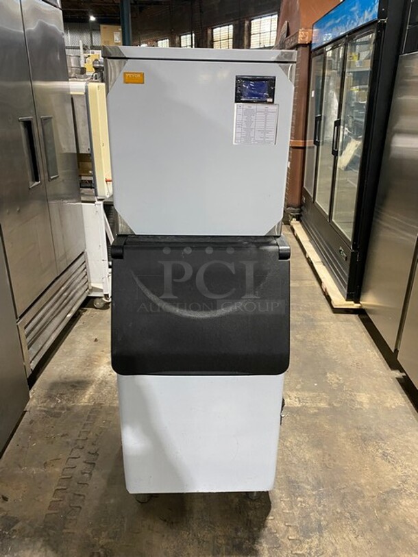 SWEET! LIKE NEW! Late Model 2023 Vevor Commercial Floor Style Ice-Making Machine! With Commercial Ice Bin Attached! All Stainless Steel! With Ice Scooper! On Legs! 115V! Model: LB440TA SN: D2371011972A040651! Working When Removed! - Image 1 of 10