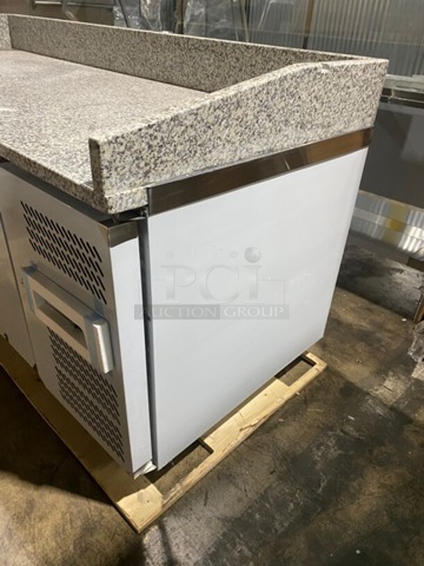 AMAZING! NEW! SCRATCH-N-DENT! Omcan Commercial Refrigerated Italian Style Marble Top Pizza Prep Table! With 3 Door Storage Space Underneath! Poly Coated Racks! All Stainless Steel! Model: PTCN0581 SN: 41145 110V - Image 2 of 12