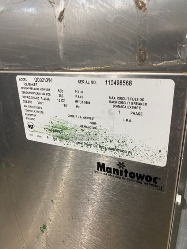 COOL! Manitowoc Commercial Ice Machine Head! Stainless Steel Body! On Legs! Model: QD0133W SN: 110498568 208/230V 60HZ 1 Phase - Image 5 of 9