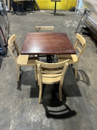 Nice! ALL ONE MONEY! Heavy Duty Full Solid Mohagany Wood Dining Table! With 4 Metal Ladder Back Dining Chairs!    