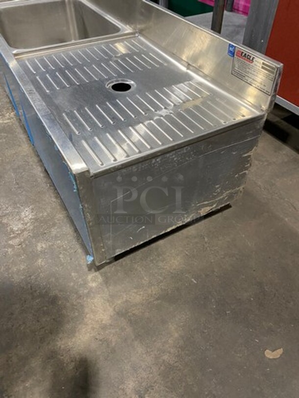 NEW! Eagle Commercial Single Compartment Sink! With Right Side Drain Board! With Back Splash! All Stainless Steel! - Image 3 of 7