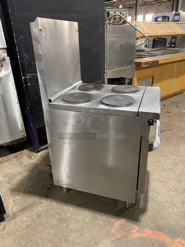 WOW! Imperial Commercial Electric Powered 4 Burner Range! With Raised Backsplash! With Oven Underneath! All Stainless Steel! On Legs! - Image 2 of 9