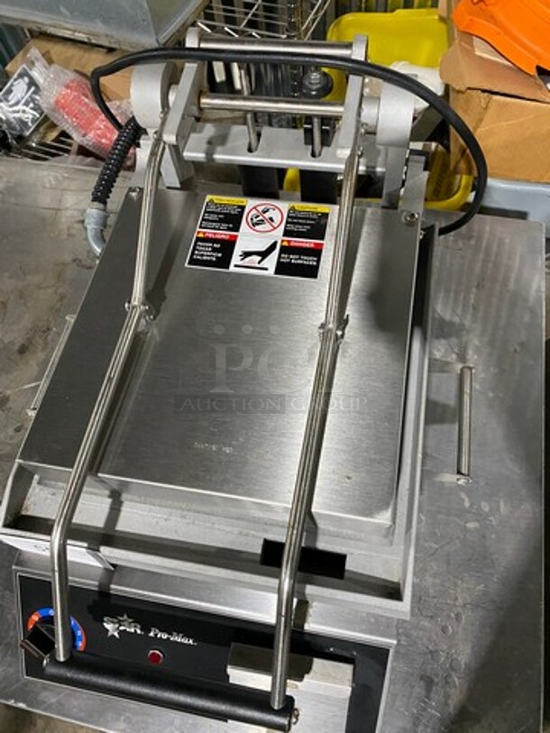 NEW! OUT OF THE BOX! Star Pro Max Commercial Countertop Panini/Sandwich Grill! With Flat Press! All Stainless Steel! Model: GR14B SN: GS141110A0047 120V - Image 10 of 11