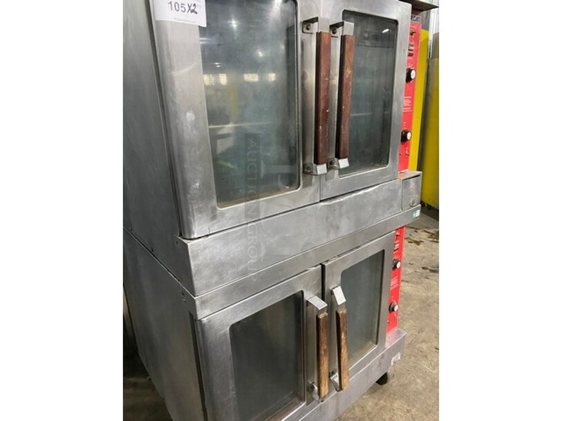 Vulcan Commercial Natural Gas Powered Double Stack Convection Ovens! With View Through Doors! All Stainless Steel! Model VC6GD38 Serial 481509660! On Casters! 2 X your Bid Makes One Unit!  - Image 10 of 12
