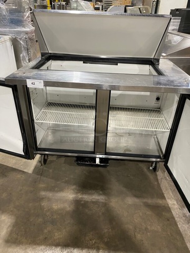 True Commercial Refrigerated Sandwich Prep Table! With 2 Door Underneath Storage Space! With Poly Coated Racks! All Stainless Steel! On Casters! Model: TSSU4818MB SN: 7025224 115V 60HZ 1 Phase - Image 5 of 9