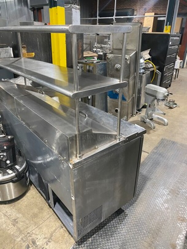 Turbo Air Commercial Refrigerated Sandwich Prep Table! With Double Overhead Shelf! With 3 Door Storage Space Underneath! All Stainless Steel! On Casters! Model: TST72SD 115V - Image 2 of 10