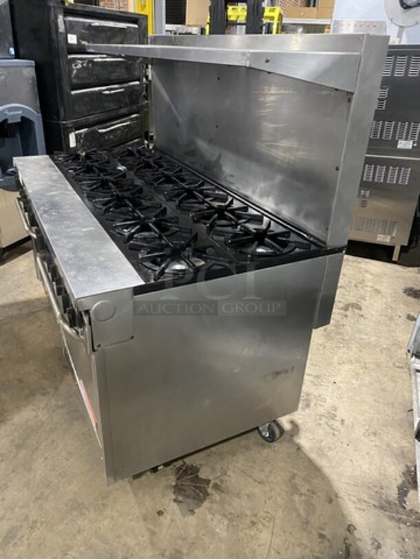 Sweet! Hussman/Southbend Natural Gas Powered 12 Burner Heavy Duty Range! With Double Full Size Ovens! With Raised Back Splash! On Commercial Casters! Working When Removed!  - Image 2 of 10
