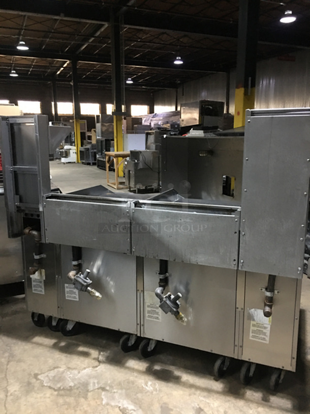 AMAZING! Southbend Commercial Heavy Duty Natural Gas Powered Double Plancha Workstation! With Dual Sided Work Ends! With Dual Sided Back Splash And Salamander Shelves! With Storage Space Underneath! All Stainless Steel! On Casters! Model: PC12CS SN: 16K51295 - Image 4 of 12