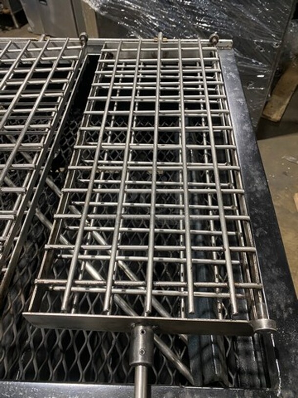 AMAZING FIND! Attias Commercial Natural Gas Powered Dual Sided Rotating Charcoal Broiler Grill! All Stainless Steel! On Casters! WORKING WHEN REMOVED! - Image 6 of 11