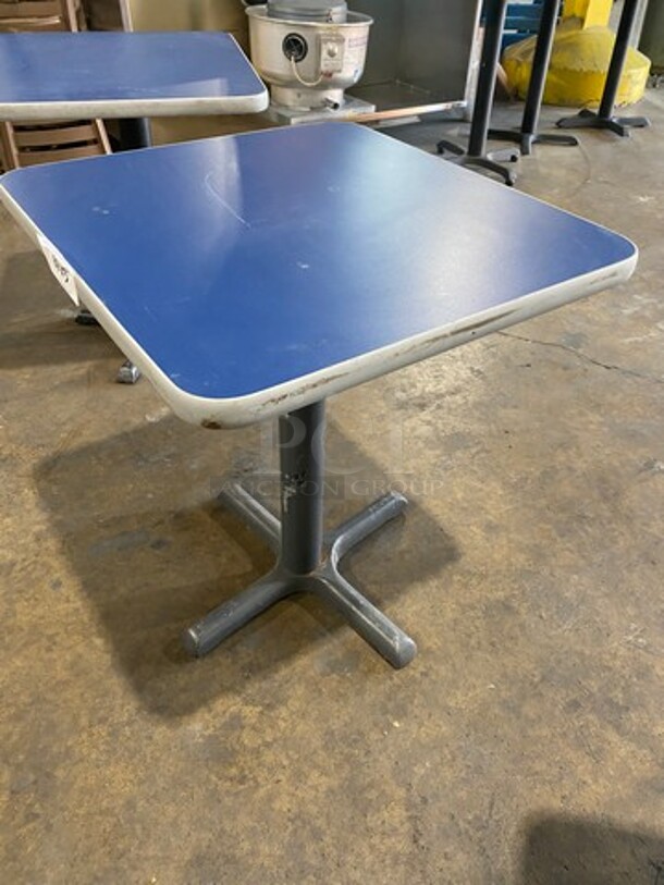 Blue Top Square Table! With Black Metal Body! 3x Your Bid! - Image 2 of 7