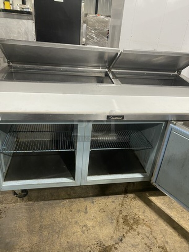 SWEEET! Delfield Model: 18672PTBM 72" Two Door Refrigerated Pizza Prep Table On Commercial Casters! 115V 1 Phase!  - Image 5 of 10