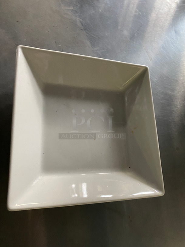 Earthenware Square 8" White Ceramic Plates! Includes Black Poly Crate! - Image 3 of 6