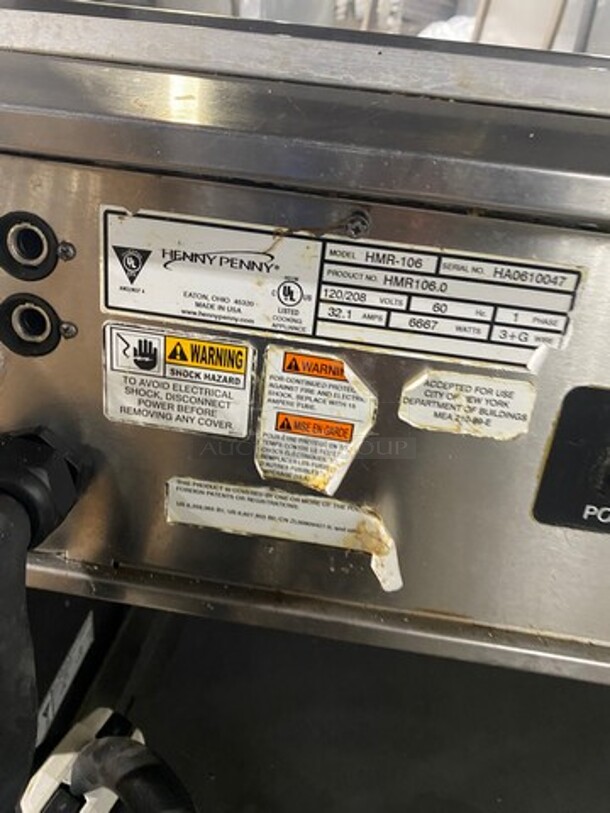 Henny Penny Commercial Countertop Electric Powered Heated Food Display Case Merchandiser! With Rear Access Sliding Doors! Stainless Steel Body! Model: HMR106 SN: HA0610047 120/208V 60HZ 1 Phase - Image 8 of 10