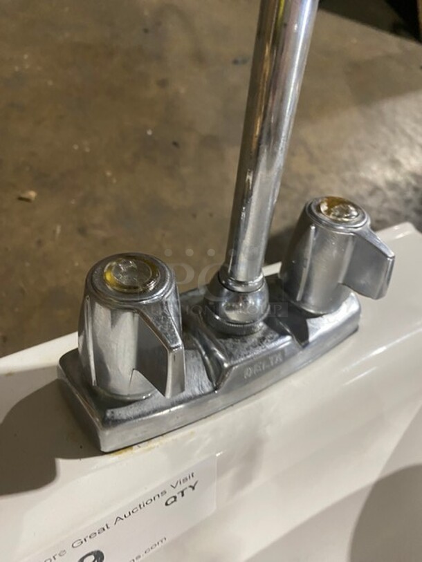 Single Bay Wall Mount Sink With Faucet and Handles! - Image 5 of 7