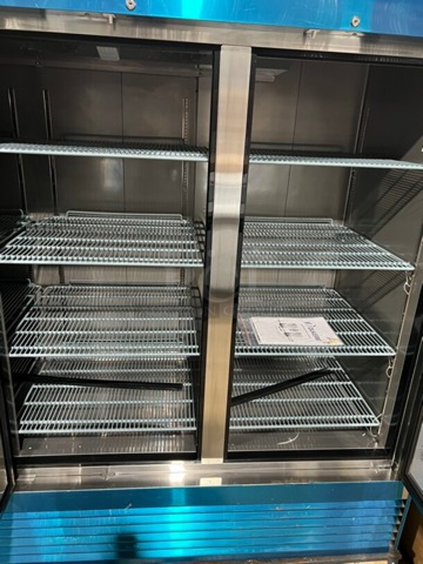 COOL! NEW! SCRATCH-N-DENT! Dukers Commercial 3 Door Reach In Cooler! Poly Coated Racks! All Stainless Steel! COMPRESSOR REMOVED, NO COMPRESSOR! - Image 4 of 7