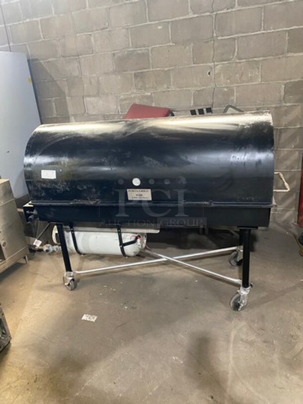 WOW! Belson Porta Grill LP Powered BBQ Grill! On Casters! WORKING WHEN REMOVED! Model: PG2460II SN: 4459
