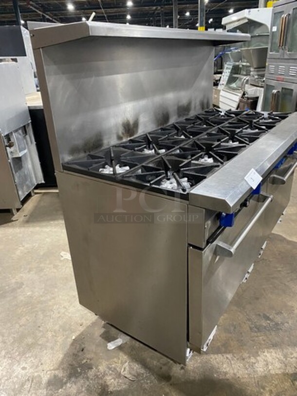 All Satinless Steel! Commercial Natural Gas Powered 10 Burner Stove! With Raised Back Splash! With 2 Full Size Oven Underneath! All Stainless Steel! - Image 2 of 10