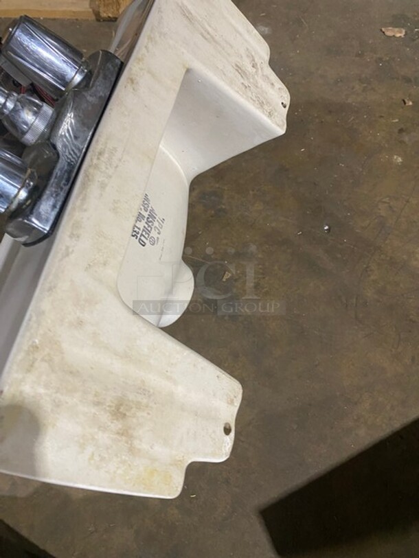 Single Bay Wall Mount Sink With Faucet and Handles! - Image 7 of 7