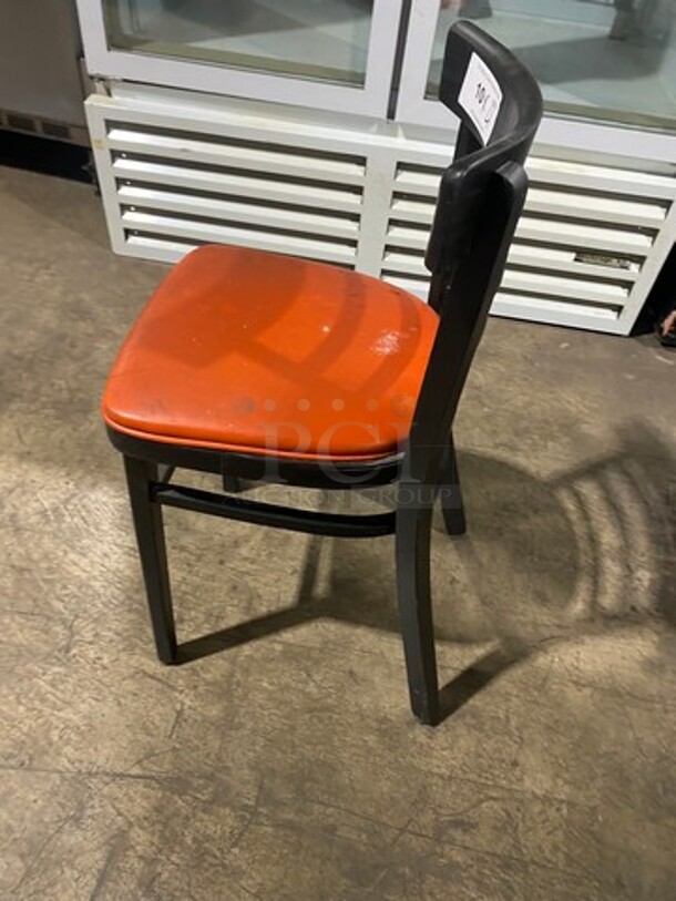 Orange Cushioned Chairs! With Black Wooden Body! 4x Your Bid! - Image 3 of 6