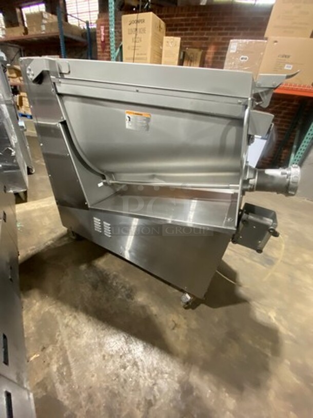 AMAZING! Hobart Commercial Floor Style Heavy Duty Meat Grinder/ Meat Mixer! With 200 LB Capacity! With Foot Pedal Control! Solid Stainless Steel! On Casters!  Model: MG2032 SN:311433265! 480V 60HZ 3 Phase! - Image 4 of 10