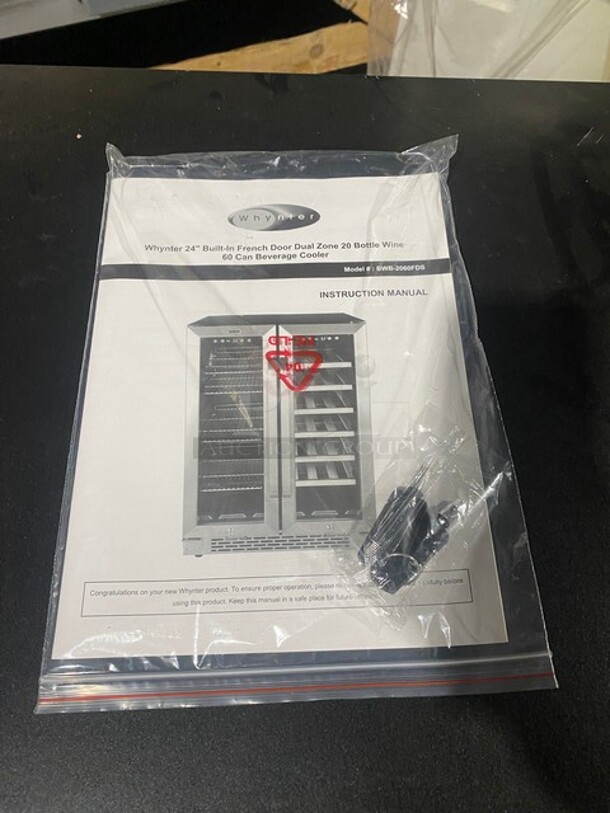 NEW! Whynter Built-In French Door Dual Zone 20 Bottle Wine 60 Can Beverage Cooler Merchandiser! MODEL BWB-2060FDS  115V 1PH - Image 8 of 9