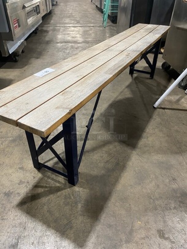 Wooden Outdoor Bench! With Metal Base! - Image 3 of 7